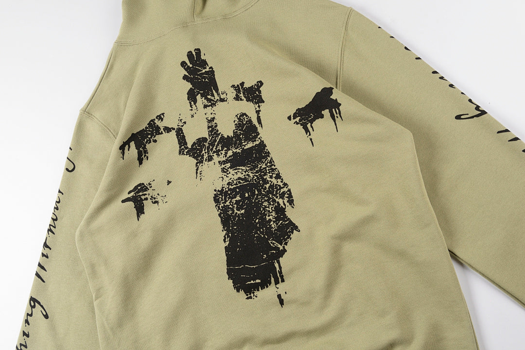VERTABRAE ARMY GREEN PRAYING HOODIE圣灵祈祷男女套头卫衣 - view 10