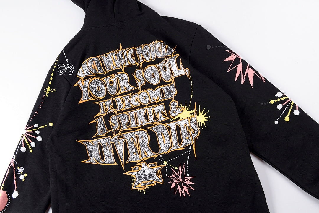 Barriers Dizzy Gillespie Hoodie涂料双面印花男女帽衫 - view 13