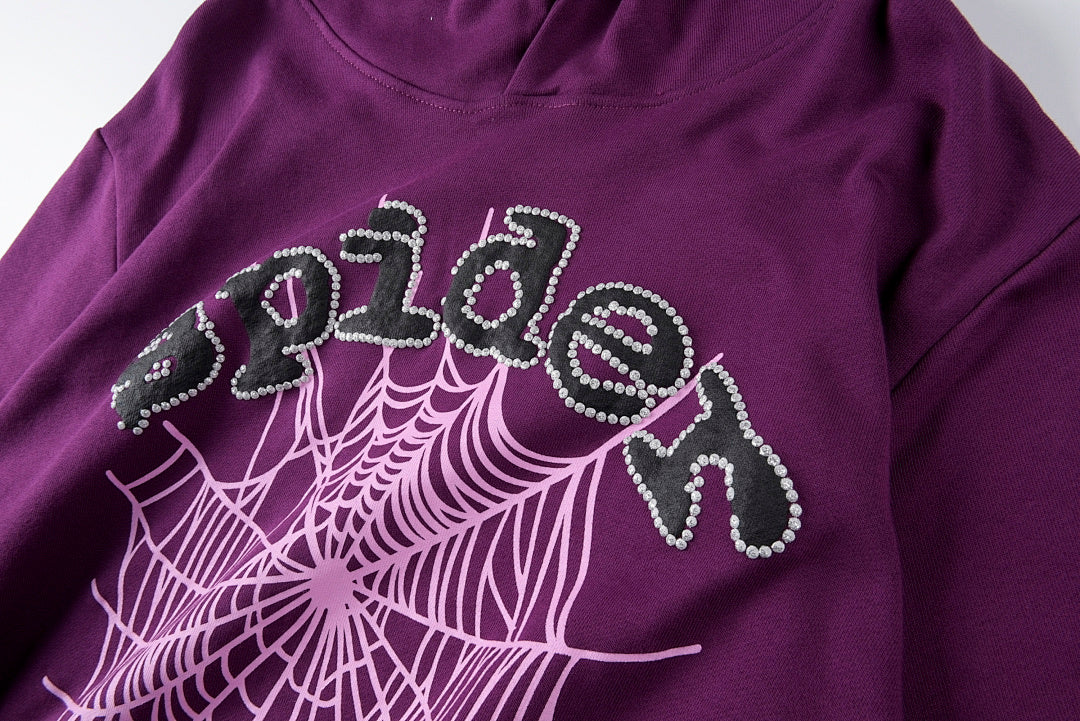 蜘蛛网明星同款Sp5der 555555 Swarovski Hoodie闪片连帽卫衣 - view 8