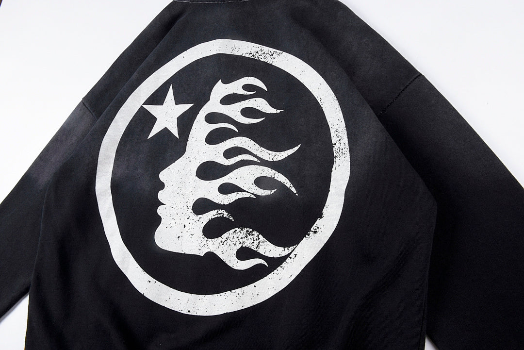 Hellstar vintage washed hoodie 大logo洗水男女纯棉拉链卫衣 - view 8