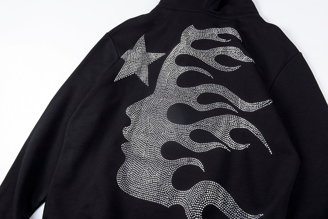 Hellstar vintage washed hoodie 刺绣水钻男女纯棉卫衣 - view 7