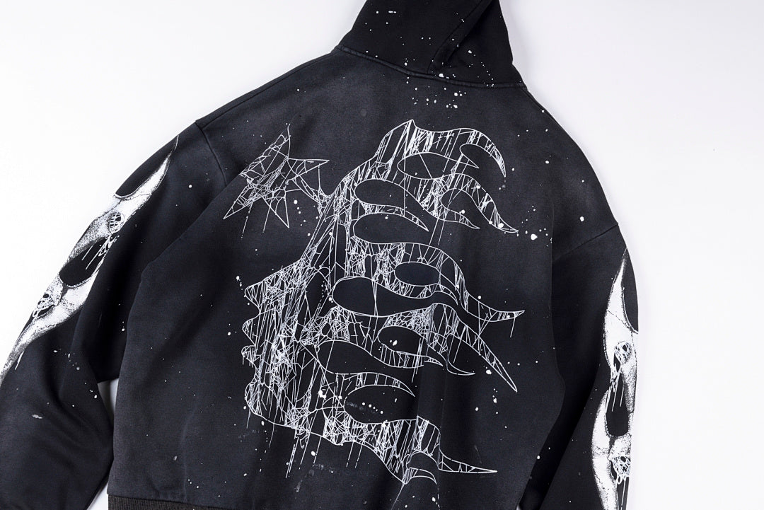 Hellstar Studios Zip Up Hoodie拉链洗水纯棉连帽卫衣 - view 11