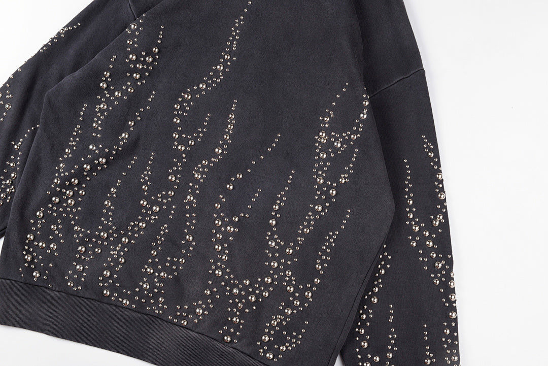 Hellstar Studios Hoodie 重工洗水钉珠男女休闲连帽卫衣 - view 9