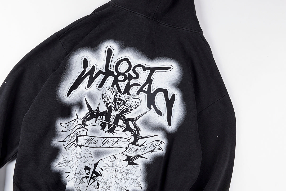 Lost intrycacy Hoodie 镶钻洗水休闲连帽卫衣 - view 10