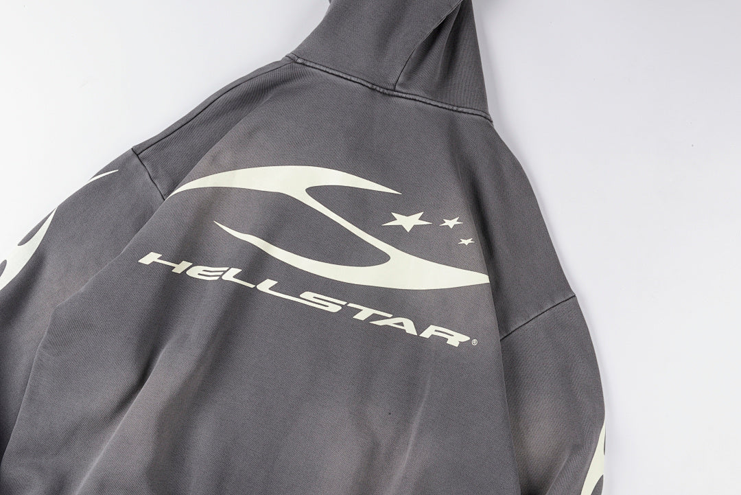 Hellstar Studios Zip Up Hoodie 拉链洗水纯棉连帽卫衣 - view 9