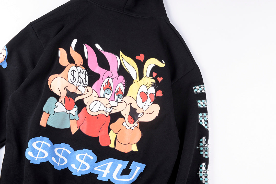 DRAKE RELATED HOODIE炫彩卡通兔发泡印花连帽卫衣 - view 14
