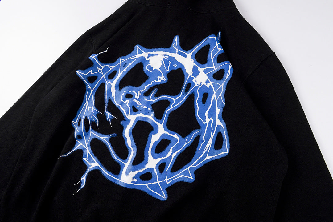Revenge Black Hoode Lightning Logo 闪电徽标图案帽衫卫衣 - view 8