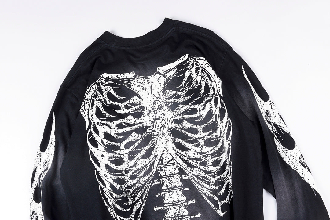 Hellstar Studios Airbrushed Bones Halloween骷髅休闲长T - view 11