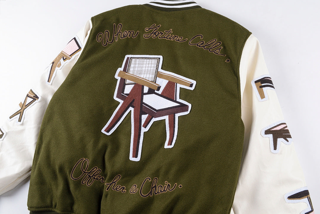 CHAIR VARSITY JACKET重工全刺绣工艺棒球毛呢运动男女夹克外套 - view 14