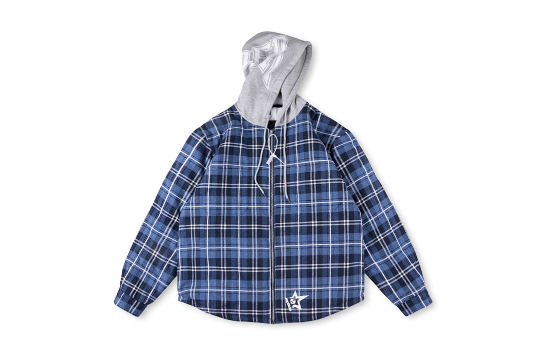 Sp5der Hooded Zip Flannel Shirt Jacket拉链格子连帽夹克外套 - view 12
