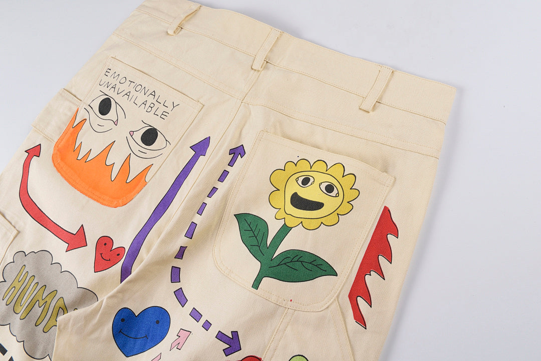 明星同款TUFF CROWD cargo pants 手绘图案运动休闲工装裤 - view 8