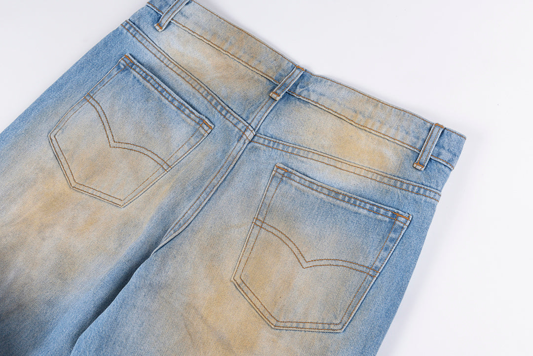 Vertabrae sweatpants美式高街拼接刺绣洗水休闲牛仔长裤 - view 9