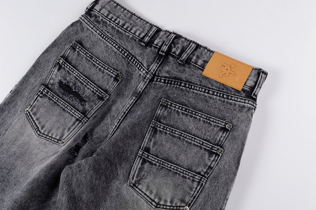 Project Capri Emergency jeans字母刺绣牛仔休闲短裤 - view 12