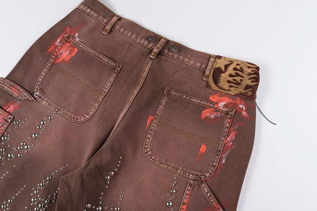 Hellstar Studios Denim shorts 重工洗水钉珠牛仔休闲短裤 - view 9