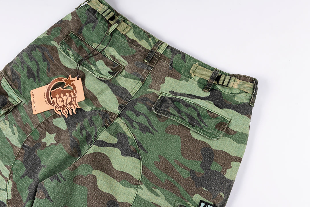 Hellstar Studios Demin shorts 30重工刺绣迷彩工装短裤 - view 15