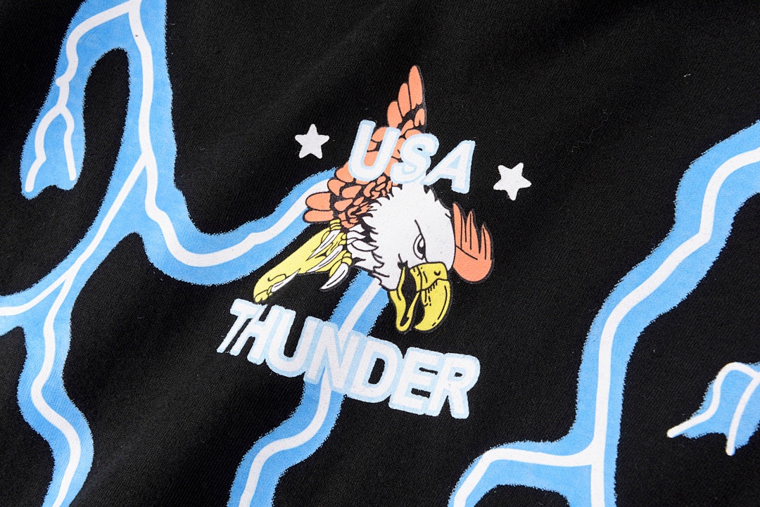 Travis Scott RHUDE欧美潮 复古老鹰闪电印花半袖情侣宽松短袖T恤 - view 7