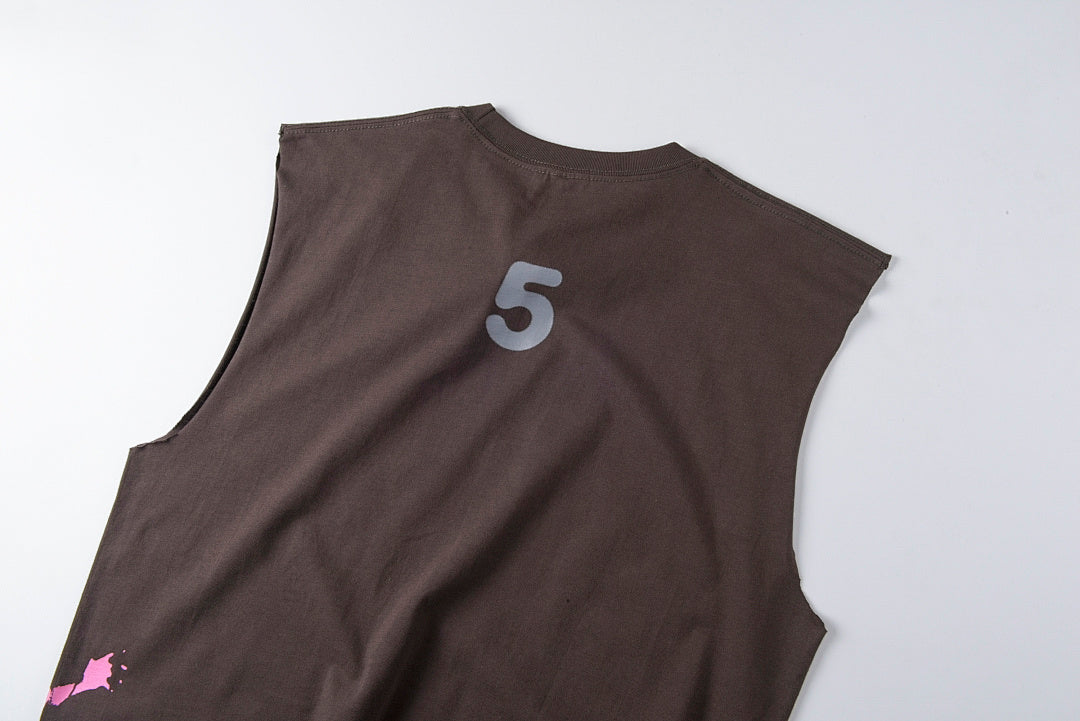 Young Thug 明星同款Sp5der 555555 Tank Top Gray男女短袖背心 - view 9