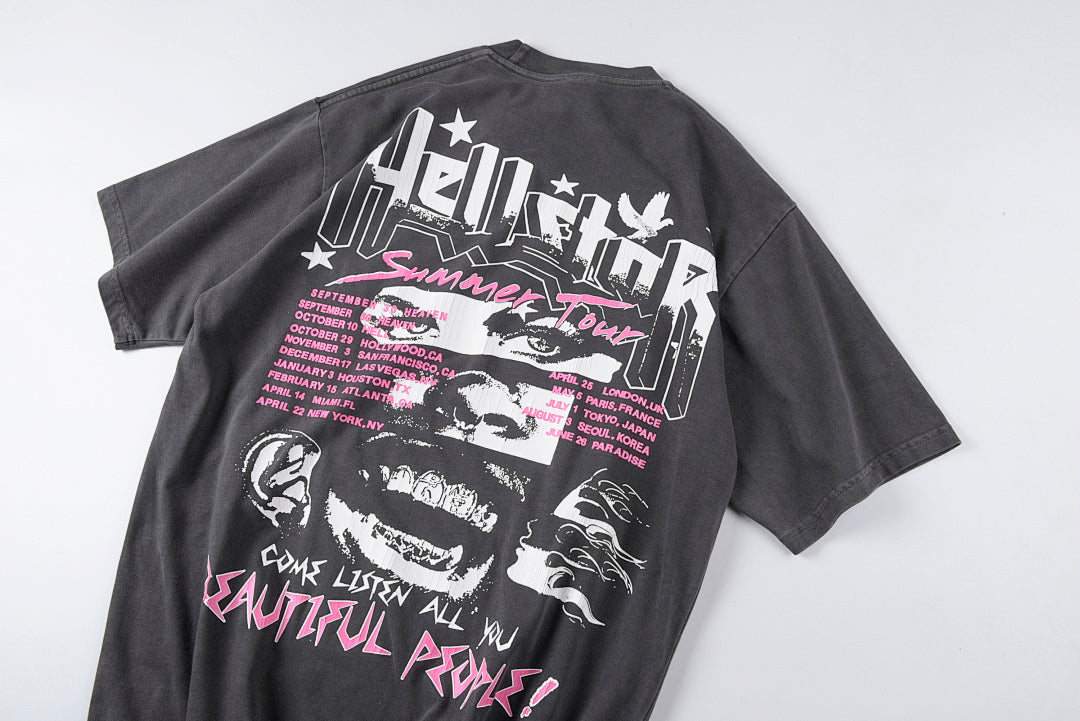 Hellstar Beautiful people tour tee裂纹男女短T欧美潮 - view 8