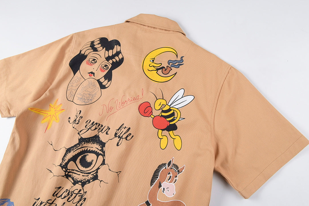 Travis Scott Market Almost There Shirt手绘图样短袖衬衫 - view 7