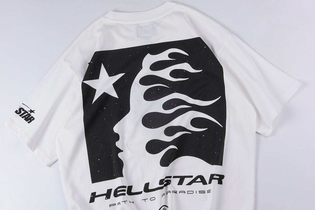 HELLSTAR STUDIOS INS同款大logo纯棉洗水短T - view 9