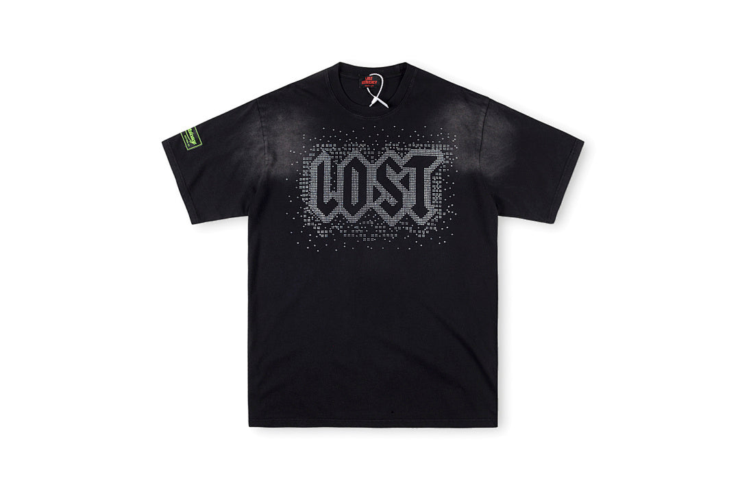 Lost intricacy 镶钻洗水休闲男女款纯棉短T - view 9