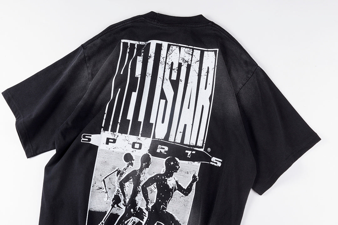 Hellstar Studios Gel Sport Logo tee黑金戒指印花黑色纯棉短T - view 13