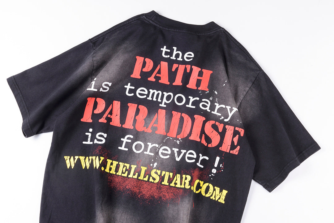 HELLSTAR STUDIOS Tee 十字骷髅双头恶犬字母印花复古男女短T - view 10