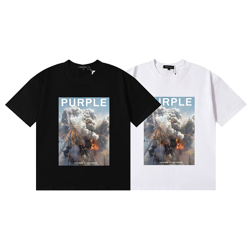 New Purple Short-Sleeve T-Shirt - White