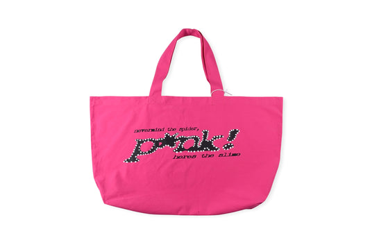 Sp5der Rhinestone Logo Oversized Tote Bag - Pink - view 9