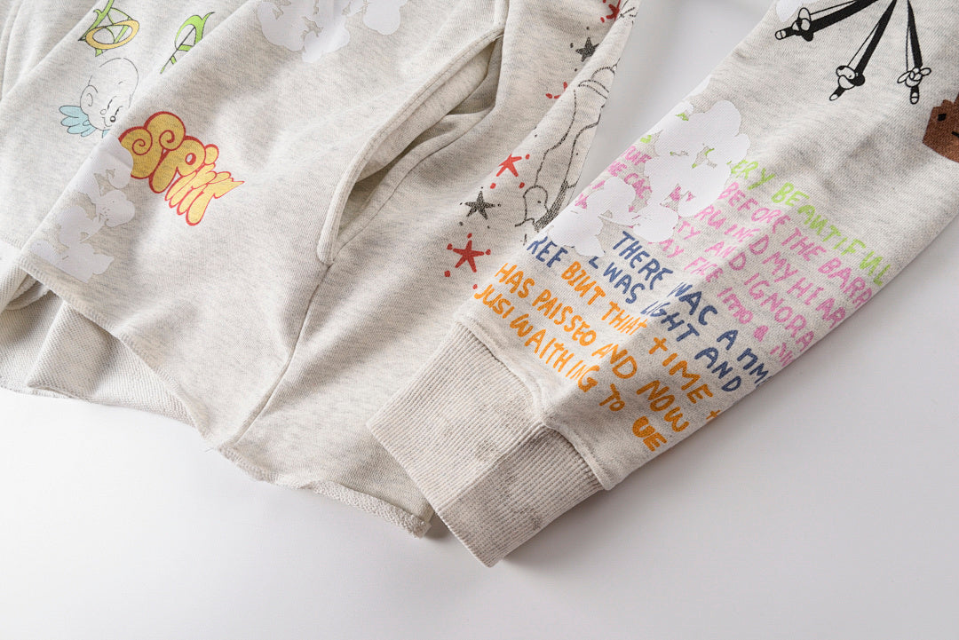 明星同款 Aged Graffiti Hoodie INS同款重工手绘涂鸦套头卫衣 - view 3