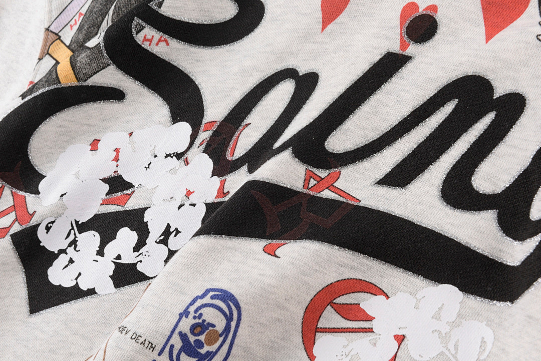 明星同款 Aged Graffiti Hoodie INS同款重工手绘涂鸦套头卫衣 - view 5