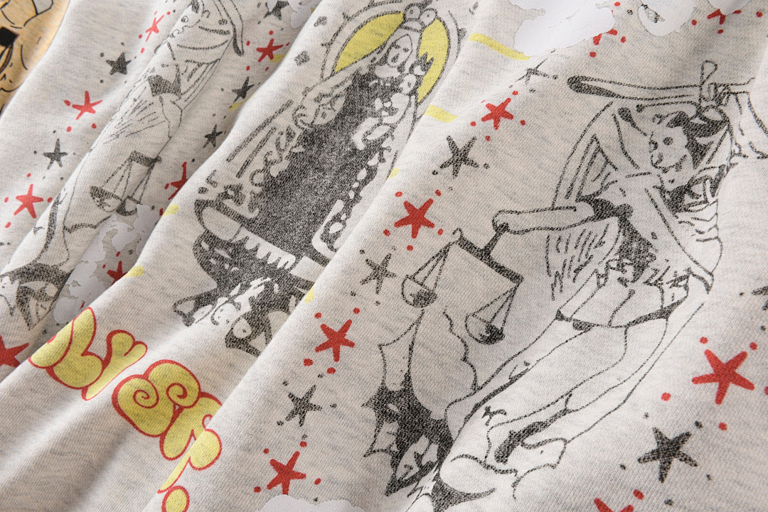 明星同款 Aged Graffiti Hoodie INS同款重工手绘涂鸦套头卫衣 - view 8
