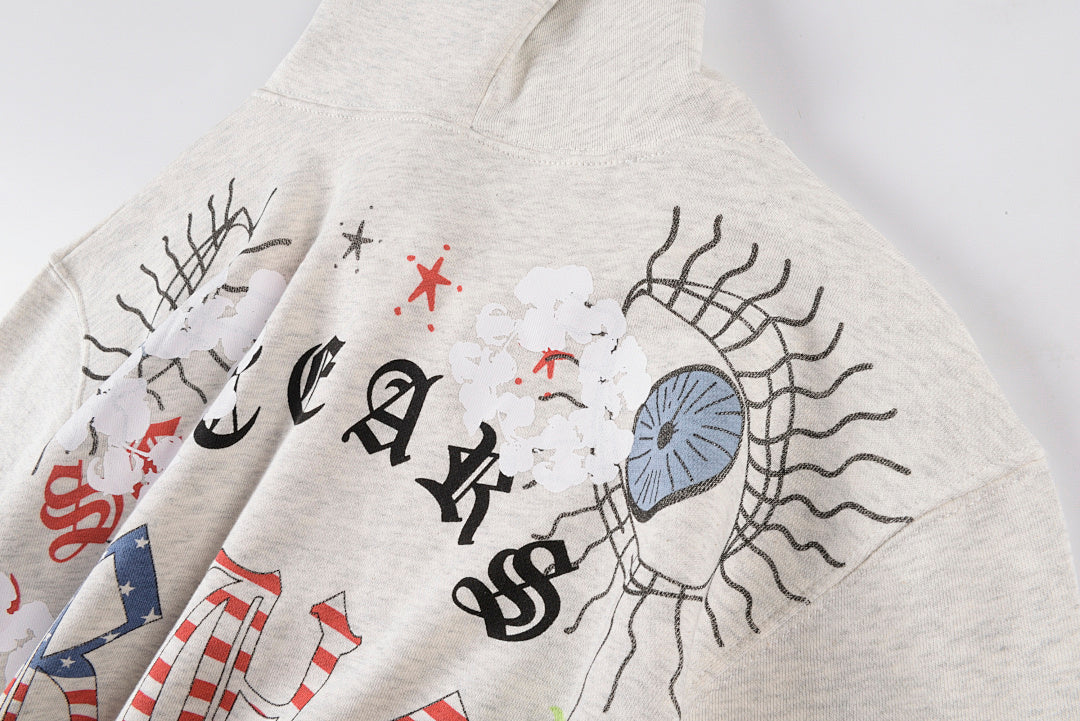 明星同款 Aged Graffiti Hoodie INS同款重工手绘涂鸦套头卫衣 - view 9