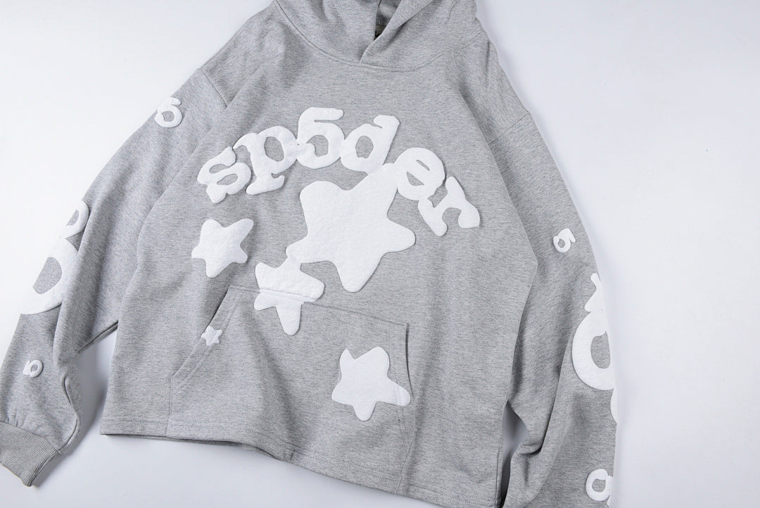 Sp5der 555555 Wed yellow star Hoodie pants香蕉黄男女卫衣短款 - view 7