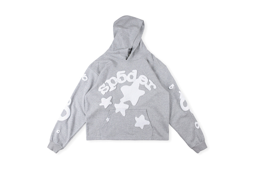 Sp5der 555555 Wed yellow star Hoodie pants香蕉黄男女卫衣短款 - view 9