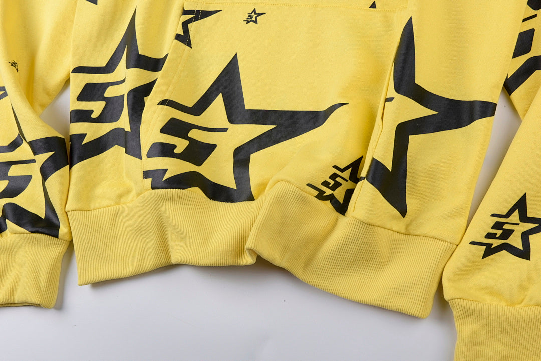 Sp5der YELLOW 5STAR ZIP HOODIE美式五角星logo纯棉卫衣 - view 4