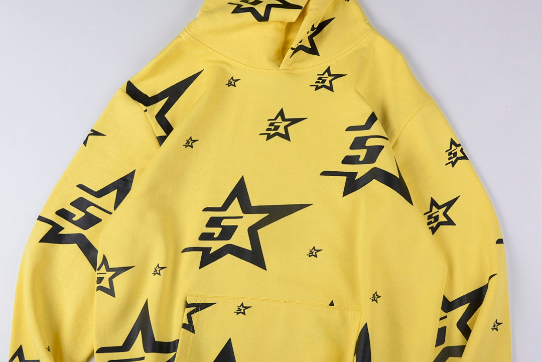 Sp5der YELLOW 5STAR ZIP HOODIE美式五角星logo纯棉卫衣 - view 5