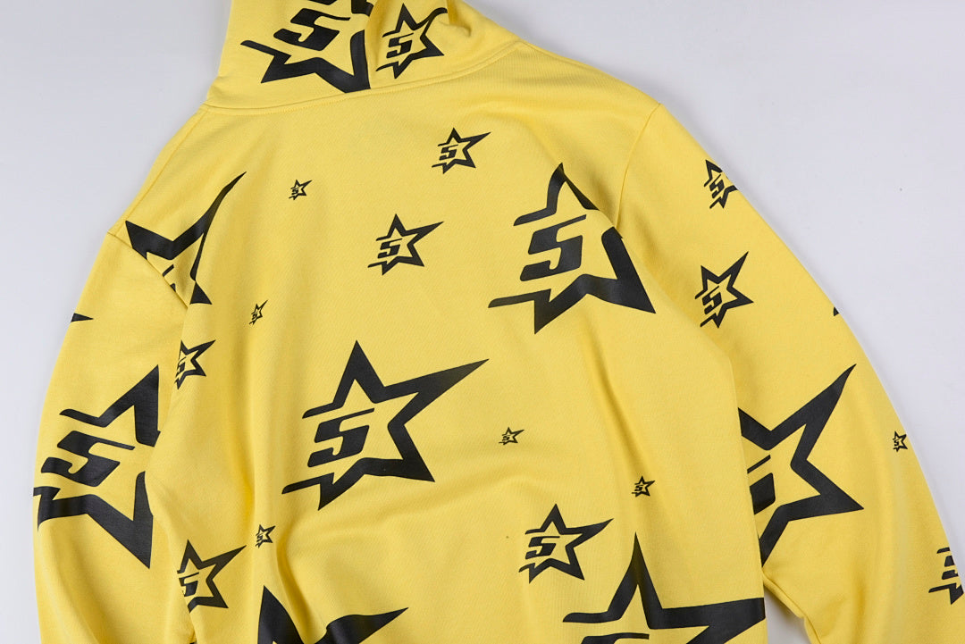 Sp5der YELLOW 5STAR ZIP HOODIE美式五角星logo纯棉卫衣 - view 6