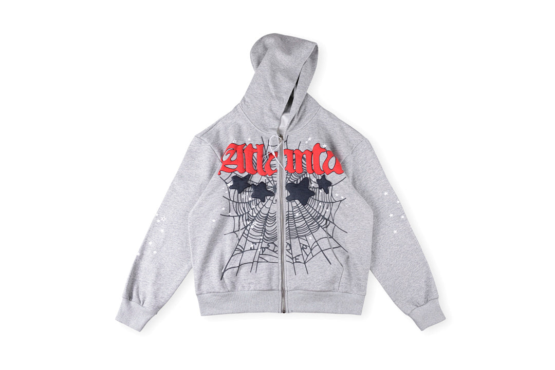 Sp5der 555555 Atlanta Hoodie发泡印花拉链卫衣 - view 2