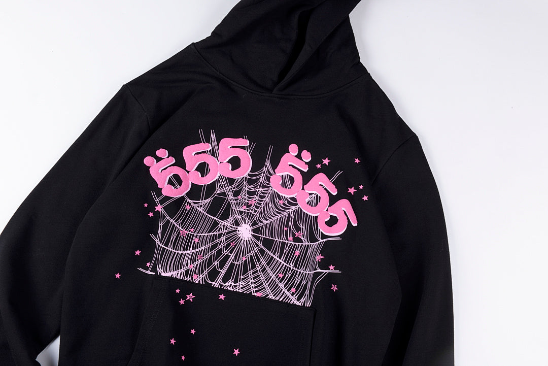 Sp5der 555555 Hoodie 经典蜘蛛网印花男女休闲连帽卫衣 - view 9