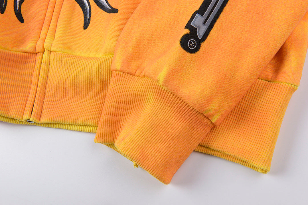Hellstar Studios sun zip orange hoodie capsule 11拉链卫衣 - view 3