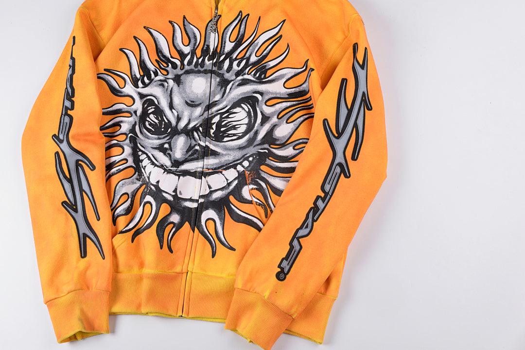 Hellstar Studios sun zip orange hoodie capsule 11拉链卫衣 - view 5