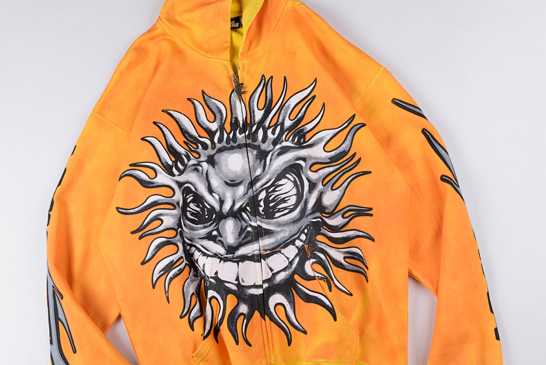 Hellstar Studios sun zip orange hoodie capsule 11拉链卫衣 - view 8