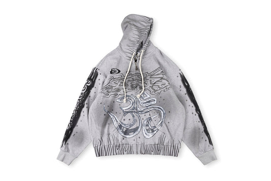 Hellstar Studios Zip Up Hoodie灰色街头风拉链连帽卫衣 - view 12