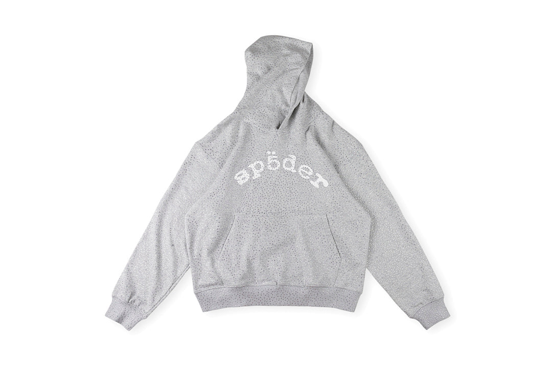 Sp5der worldwide 555555 SPIDER hoodie满烫钻蜘蛛套装卫衣 - view 4