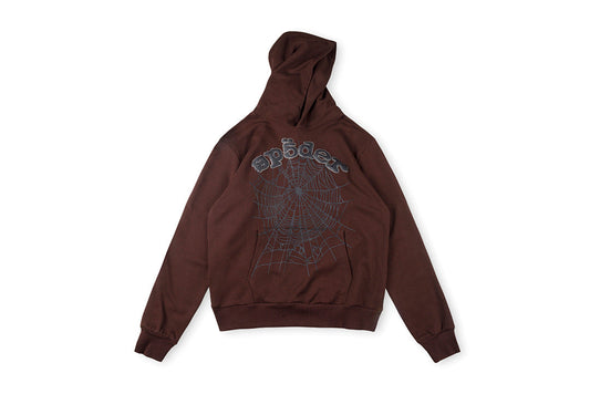 Sp5der 555555 Hoodie 经典蜘蛛网印花男女烫钻连帽卫衣 - view 11