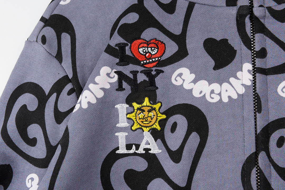 Glo Gang The Glory Full Zip Hoodie 饮料卡通印花烫钻拉链卫衣 - view 5