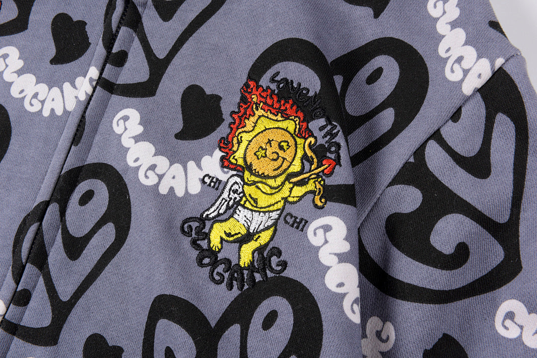 Glo Gang The Glory Full Zip Hoodie 饮料卡通印花烫钻拉链卫衣 - view 6