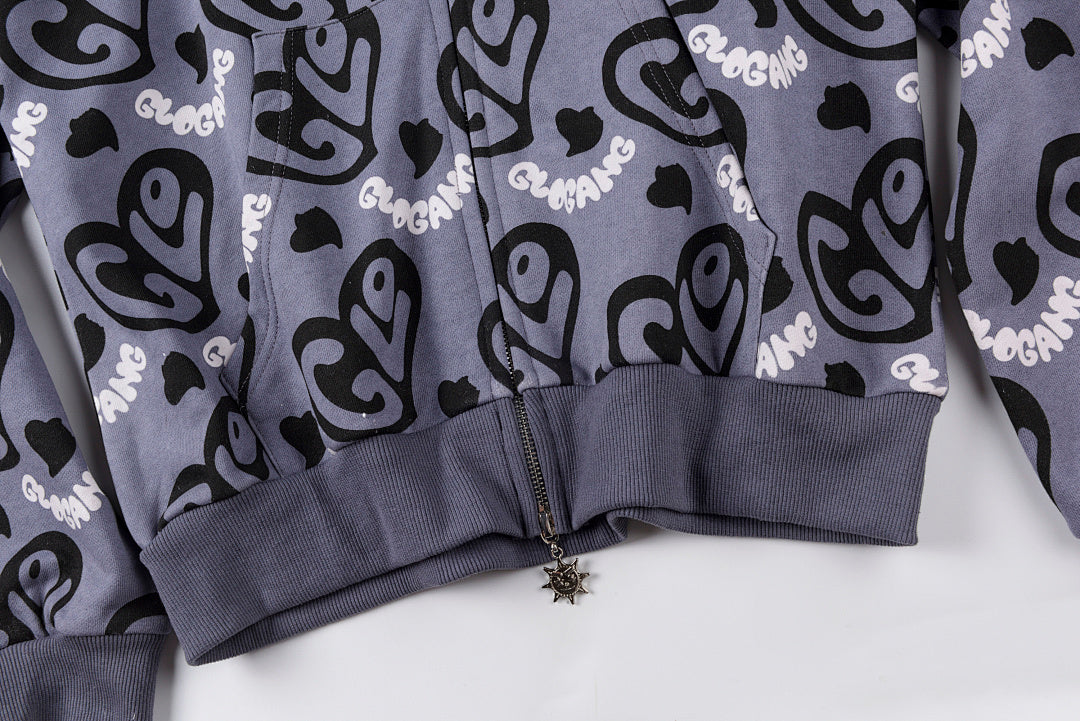 Glo Gang The Glory Full Zip Hoodie 饮料卡通印花烫钻拉链卫衣 - view 8