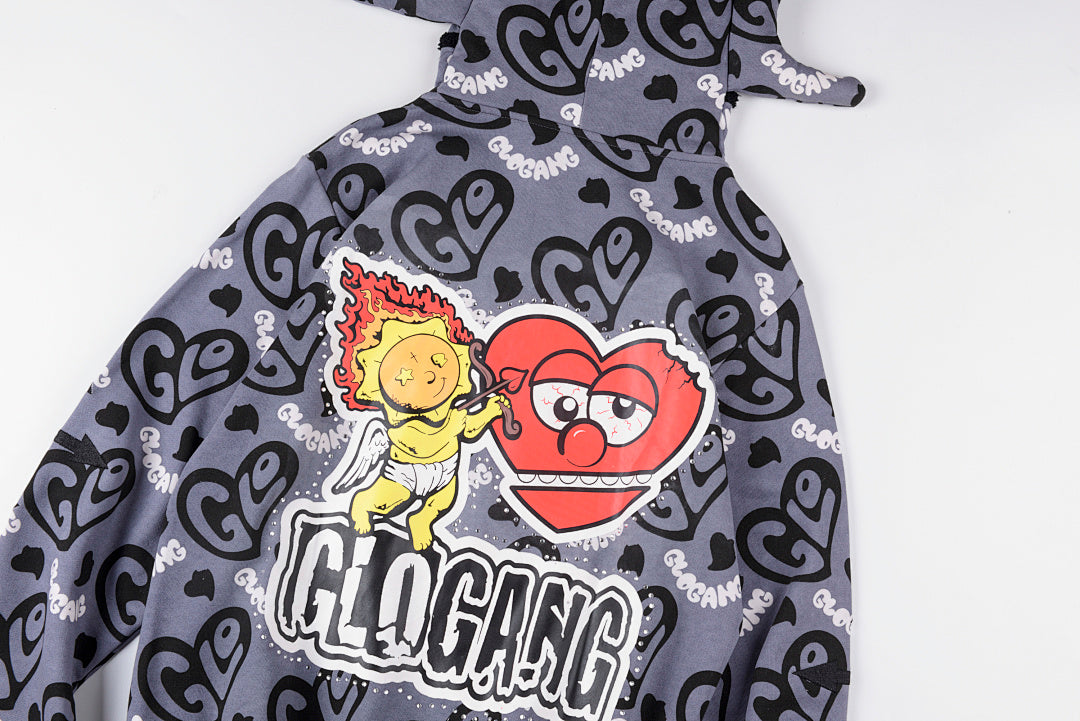 Glo Gang The Glory Full Zip Hoodie 饮料卡通印花烫钻拉链卫衣 - view 13